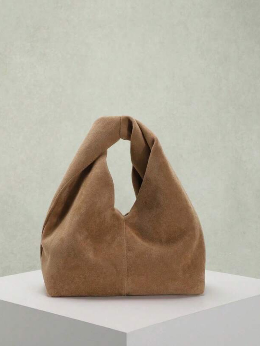 Taupe Faux Suede Top Handle Bag New
